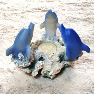 3 Dolphins Sculpted Candle Holder